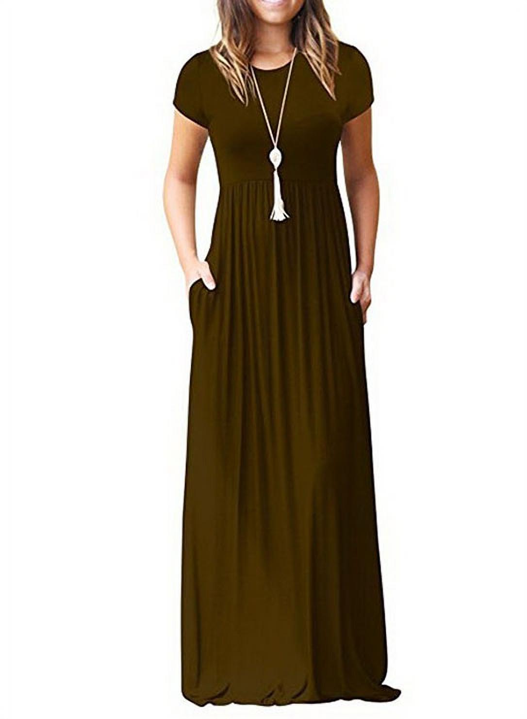 Casual Long Dress for Women Solid Color ...